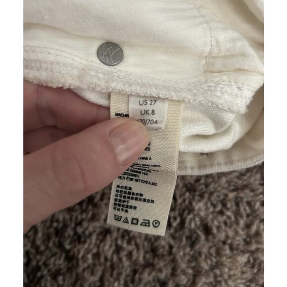 Free People Womens Cream Denim Mid Rise Distressed Mini Jean Skirt 27 NWT - Picture 5 of 8